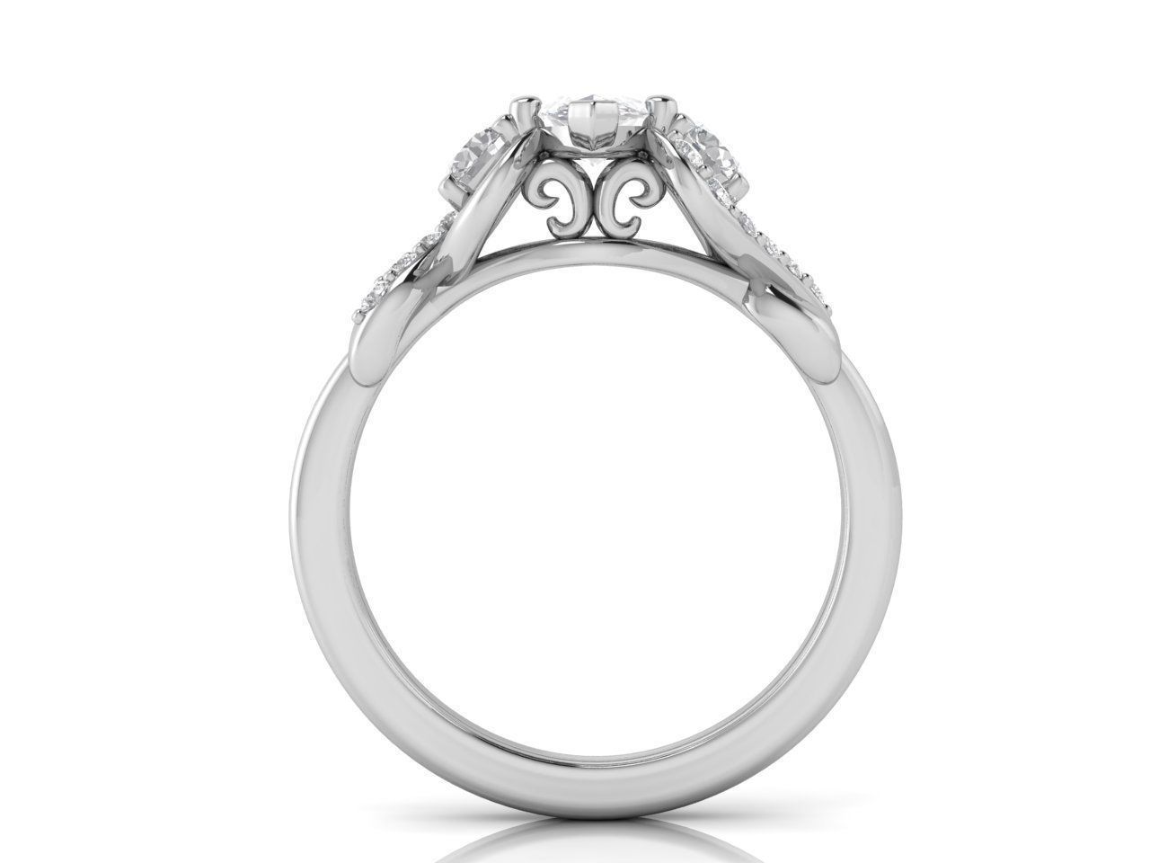 Ring with marquise 3D print model_1