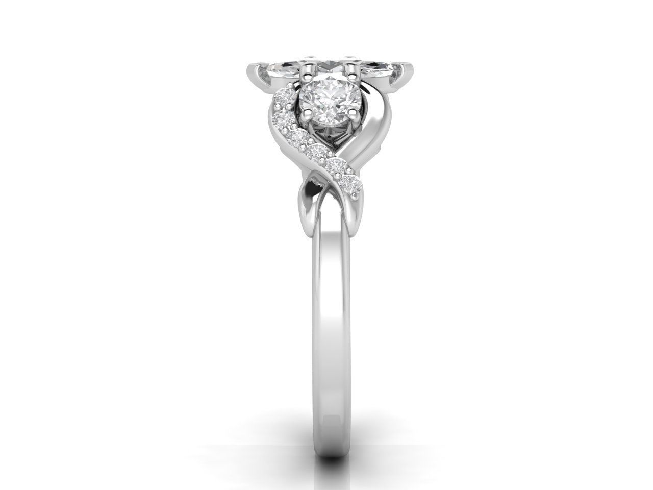 Ring with marquise 3D print model_2