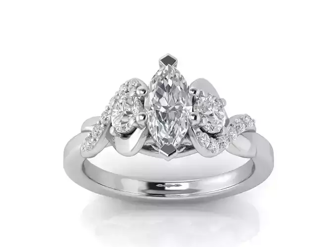 Ring with marquise 3D print model