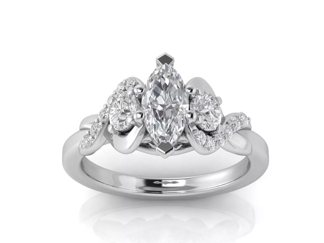 Ring with marquise 3D print model_0