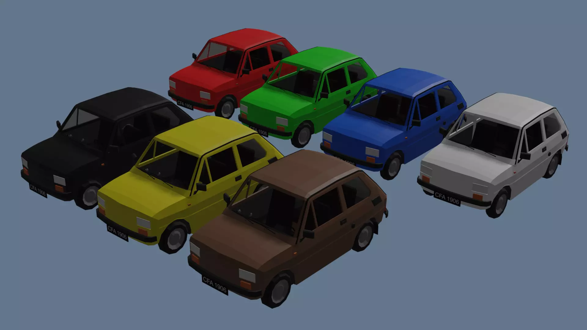 Low Poly Interactive Fiat 126p Low-poly 3D model_0