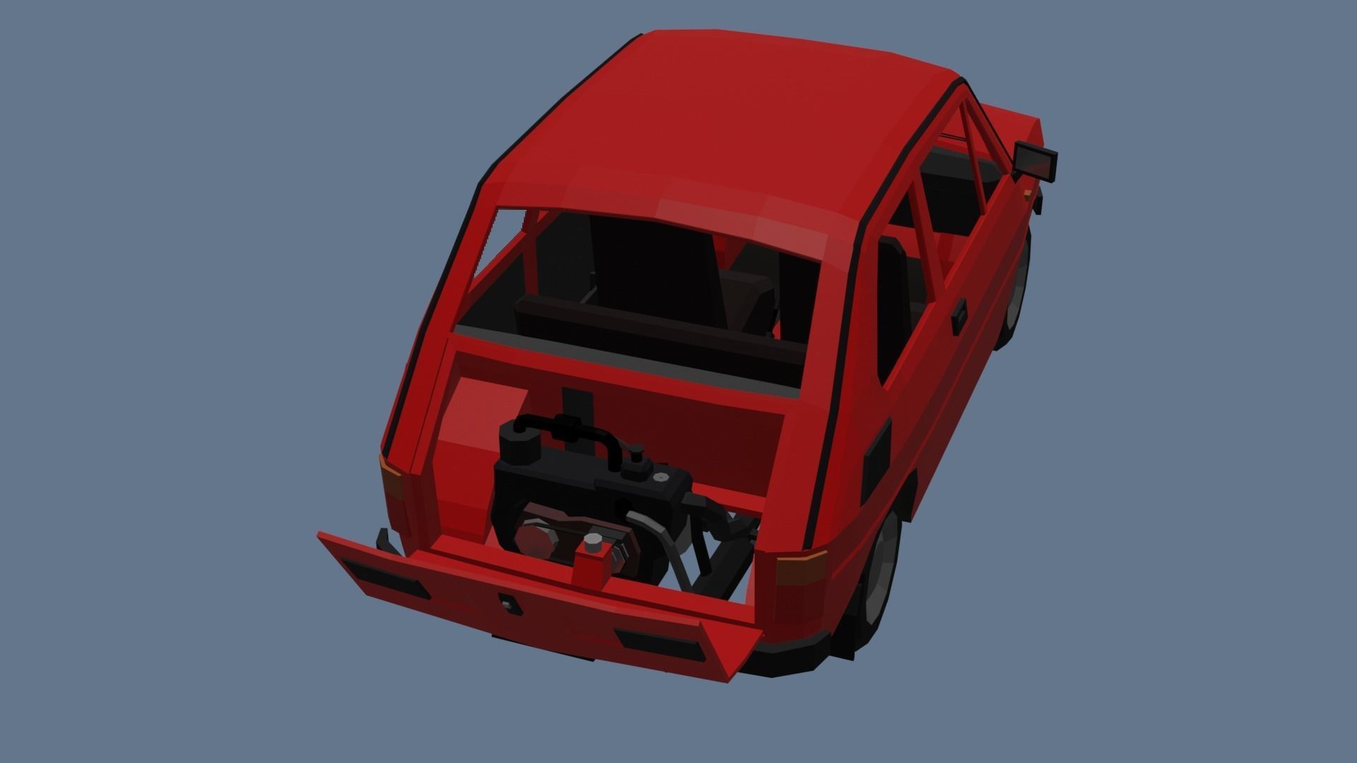 Low Poly Interactive Fiat 126p Low-poly 3D model_6