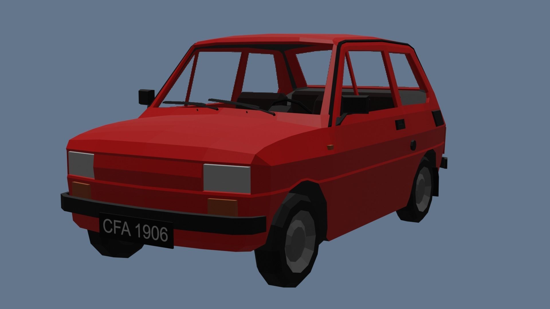 Low Poly Interactive Fiat 126p Low-poly 3D model_1