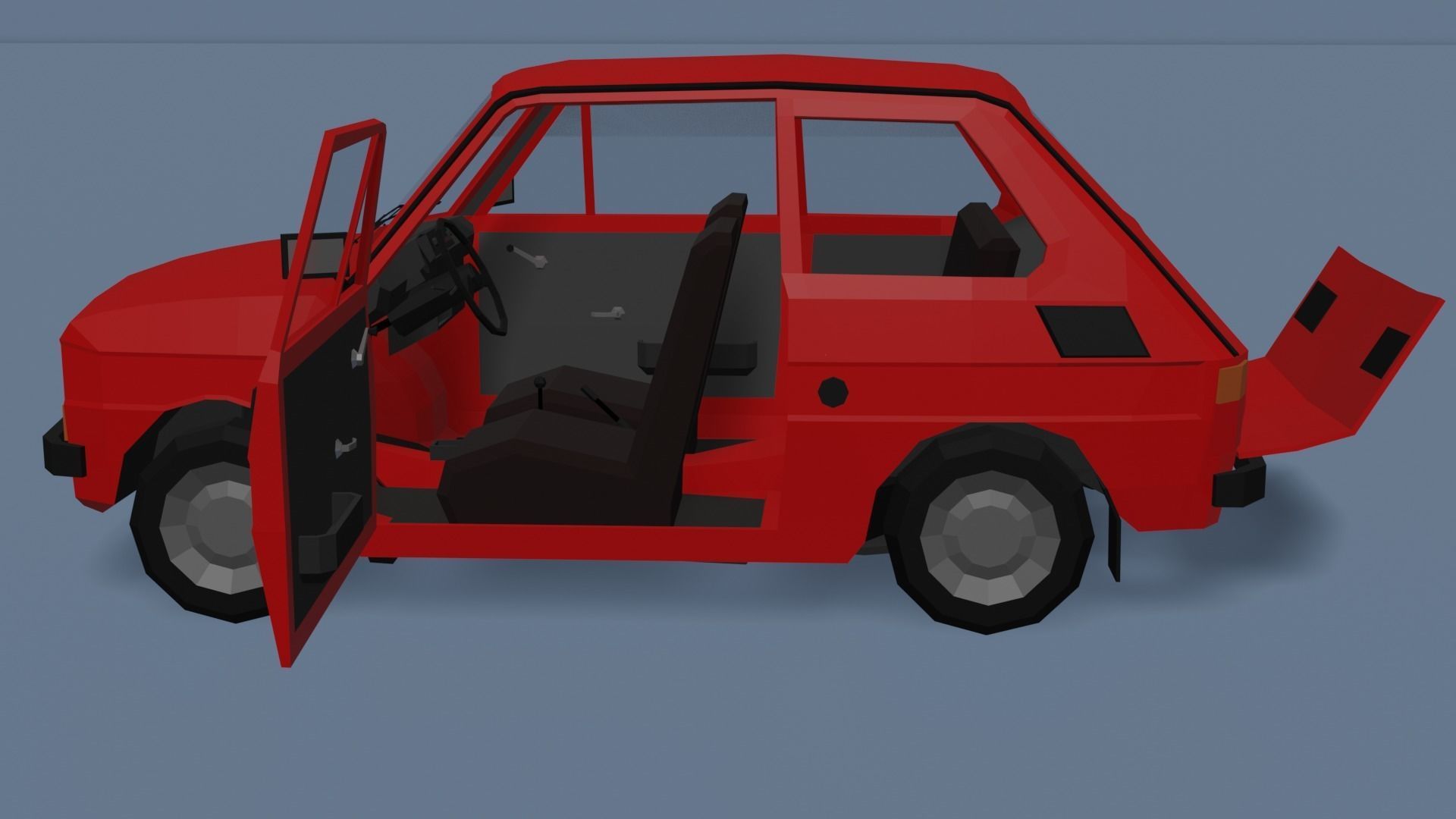 Low Poly Interactive Fiat 126p Low-poly 3D model_12