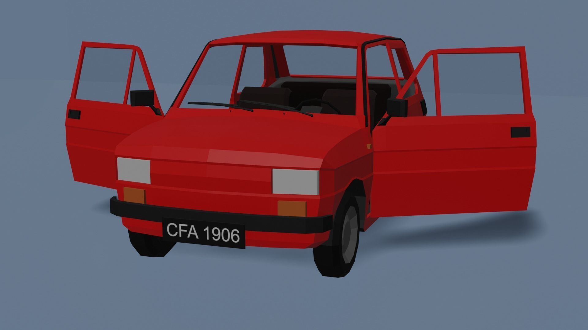 Low Poly Interactive Fiat 126p Low-poly 3D model_13