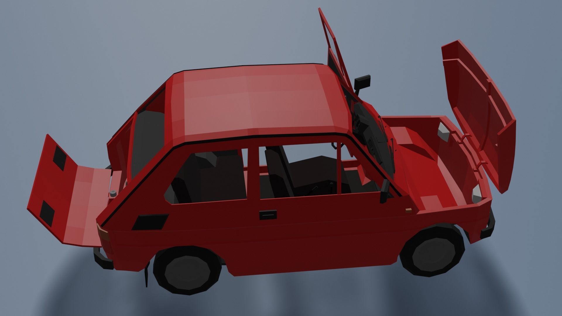 Low Poly Interactive Fiat 126p Low-poly 3D model_5