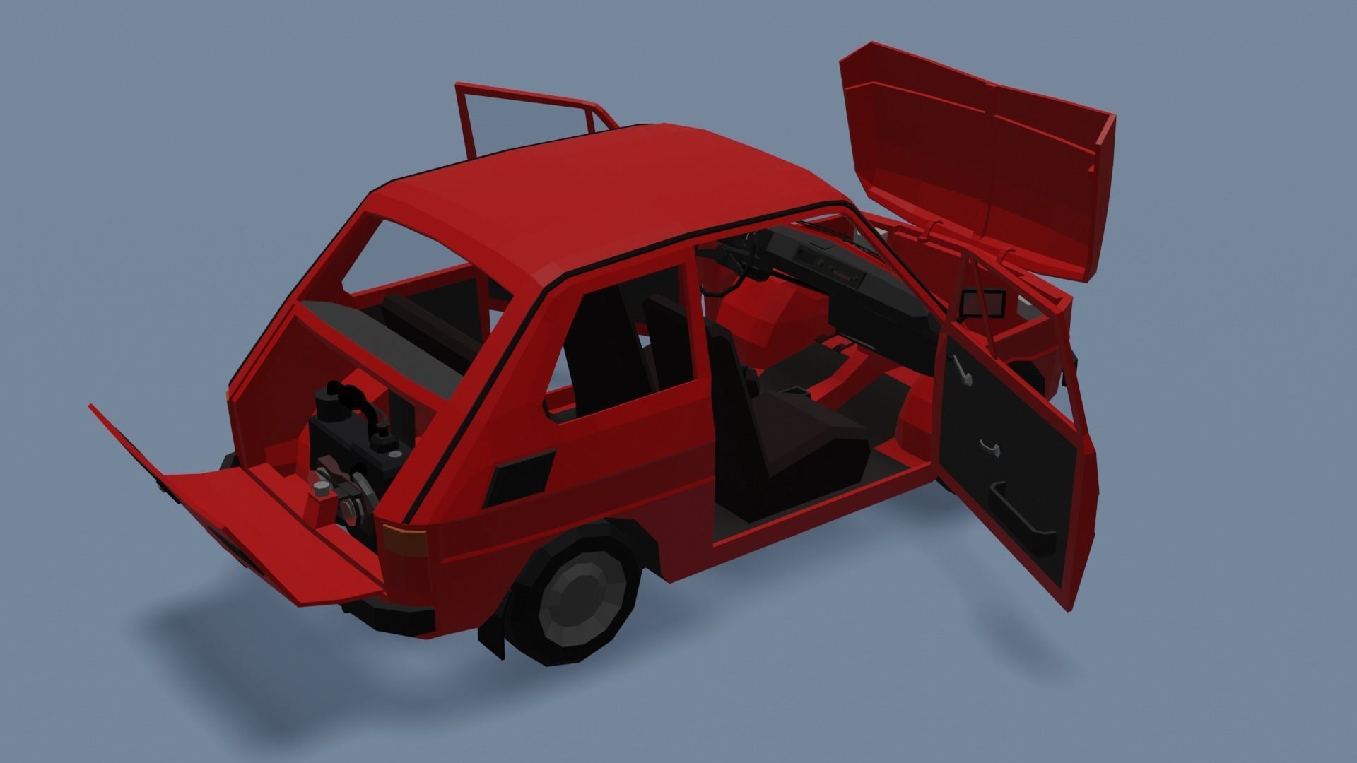 Low Poly Interactive Fiat 126p Low-poly 3D model_3