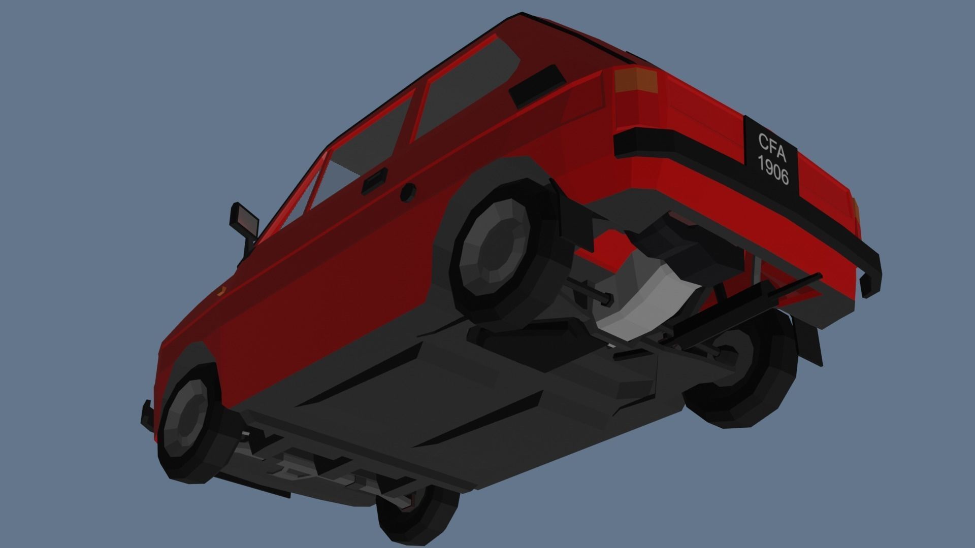 Low Poly Interactive Fiat 126p Low-poly 3D model_7