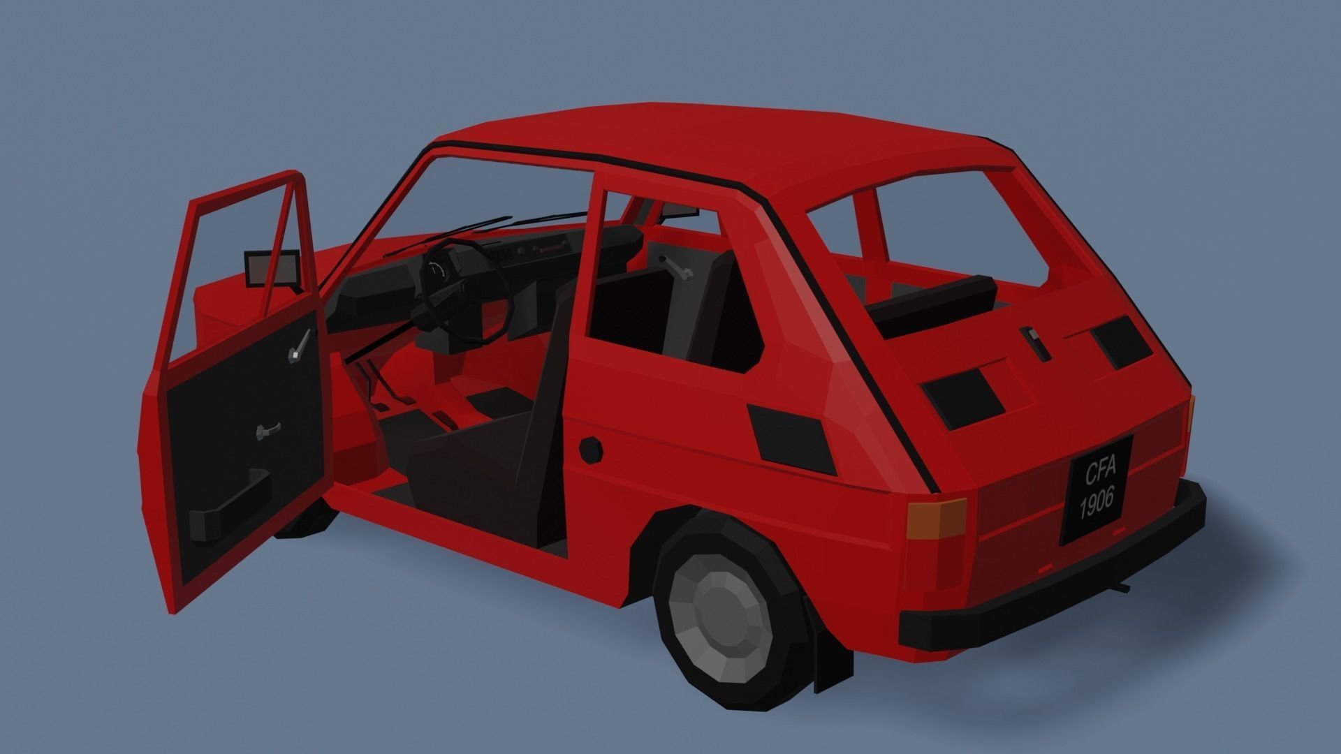 Low Poly Interactive Fiat 126p Low-poly 3D model_14