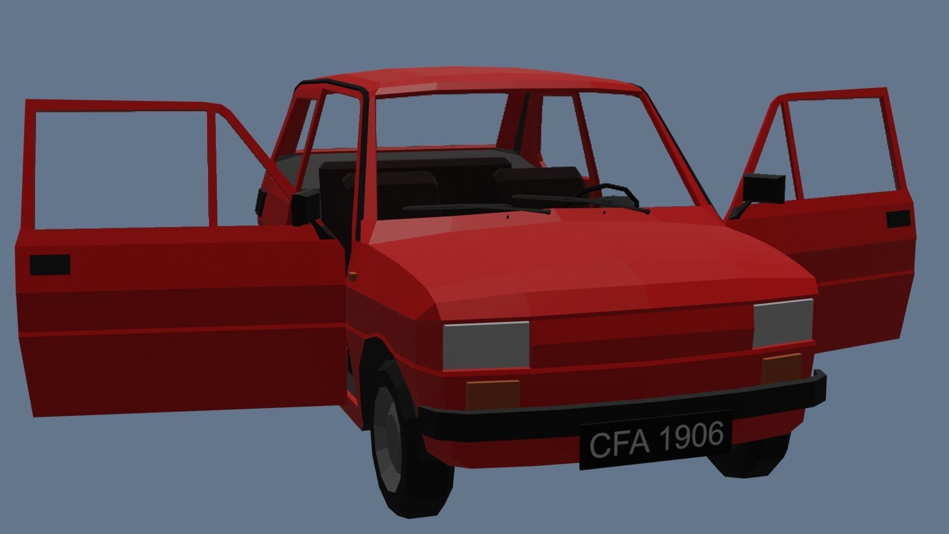 Low Poly Interactive Fiat 126p Low-poly 3D model_2