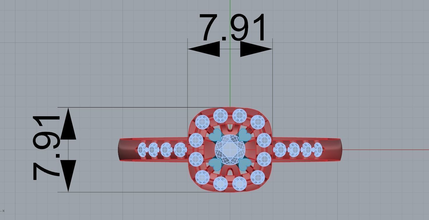 Ring and Earrings Heart Prong Shape 3D print model_7