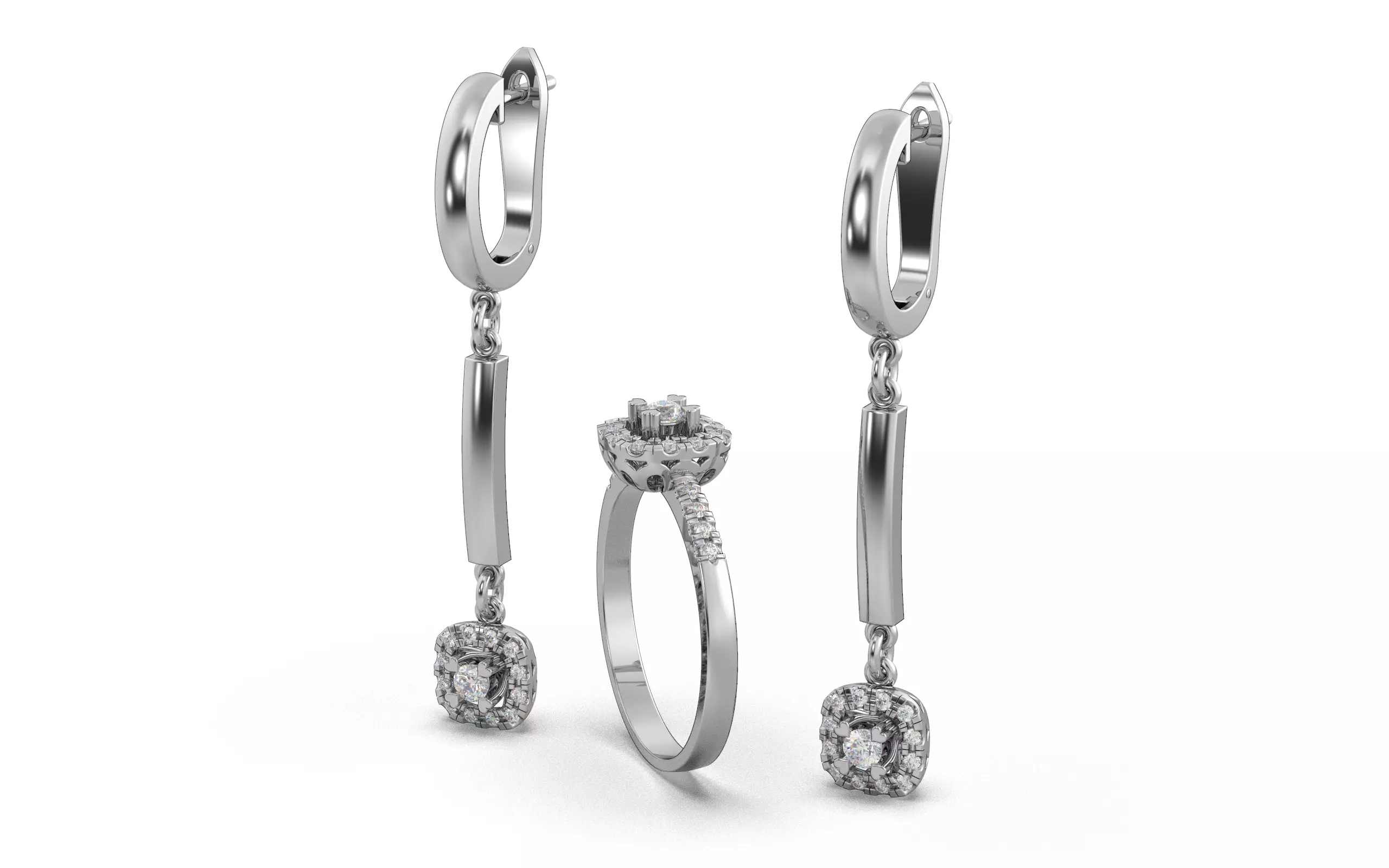 Ring and Earrings Heart Prong Shape 3D print model_0