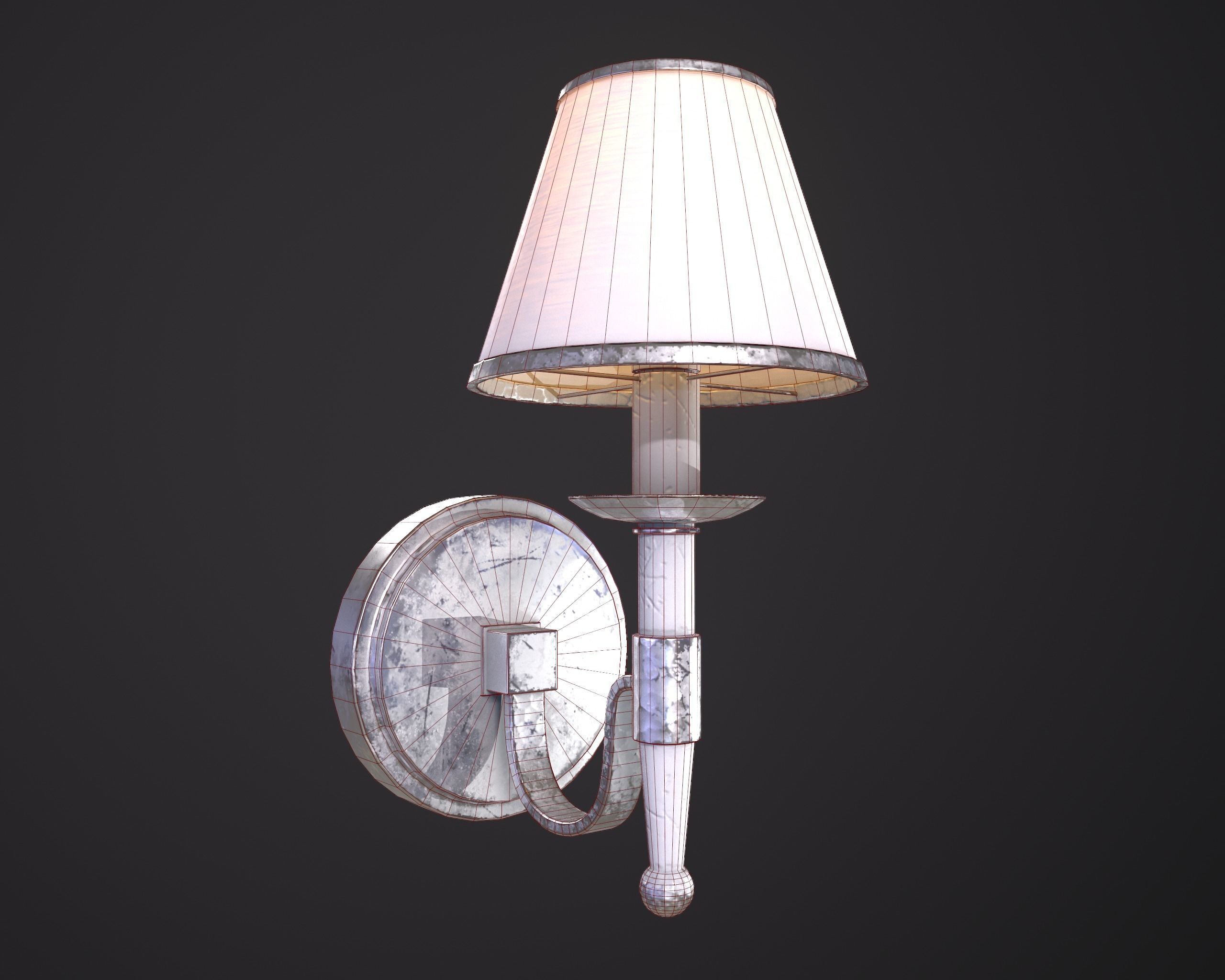 Old Wall Lamp PBR Low-poly 3D model_7