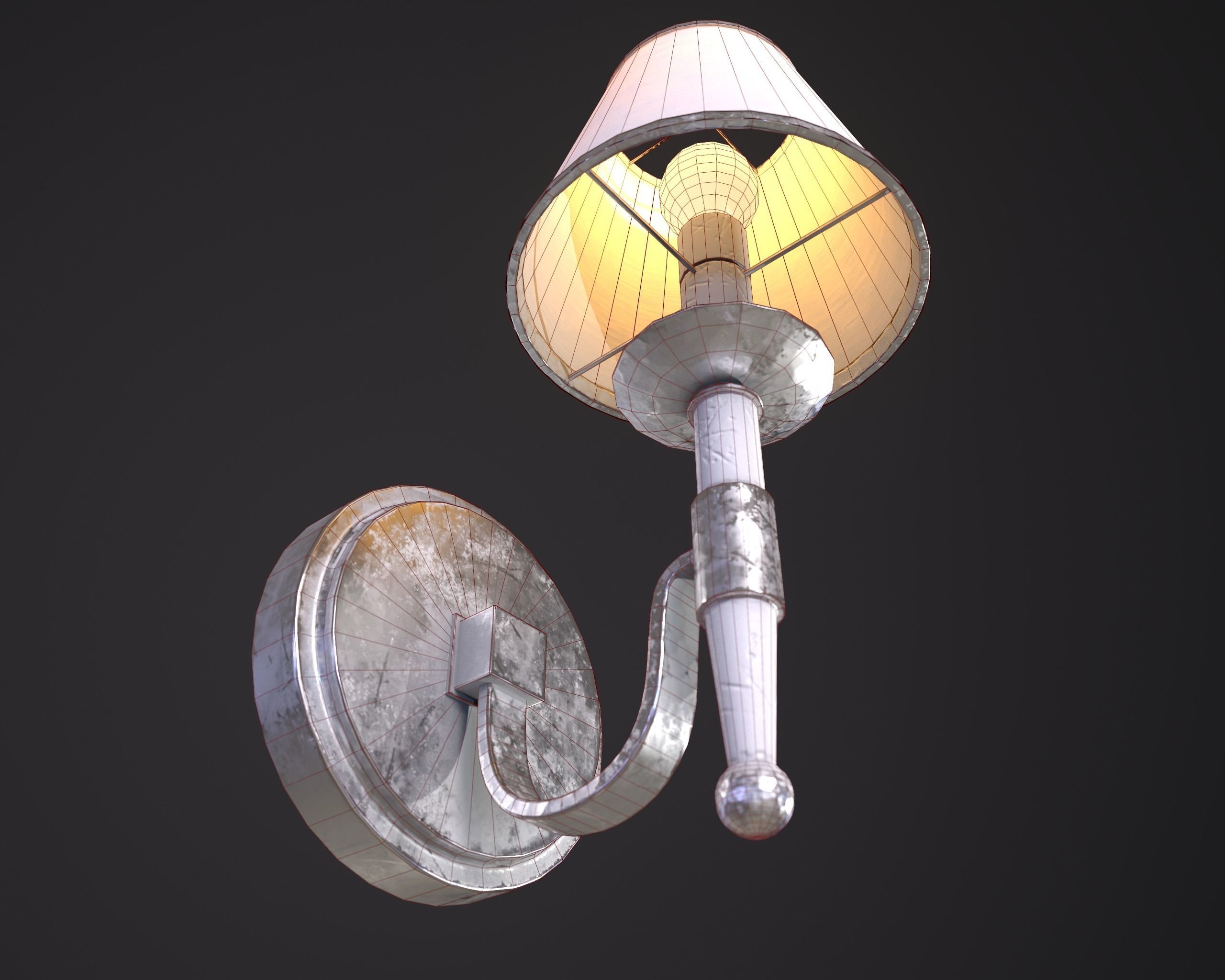 Old Wall Lamp PBR Low-poly 3D model_9