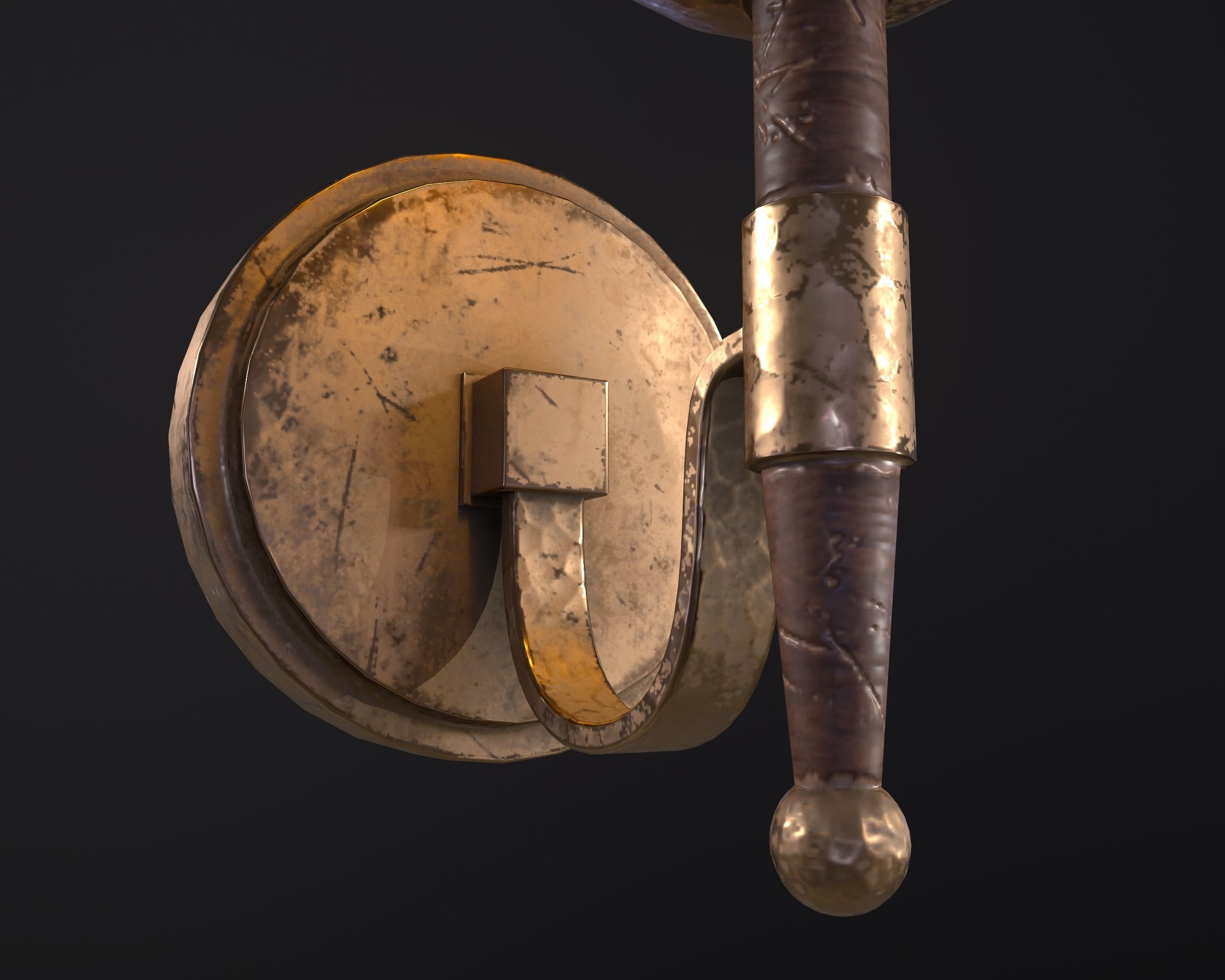 Old Wall Lamp PBR Low-poly 3D model_1