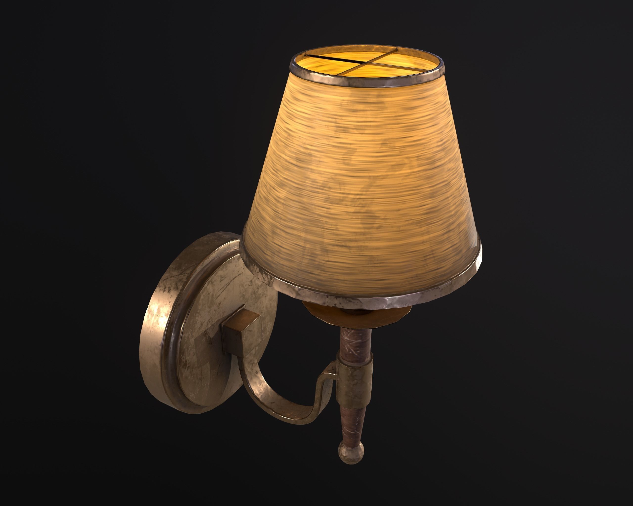 Old Wall Lamp PBR Low-poly 3D model_5