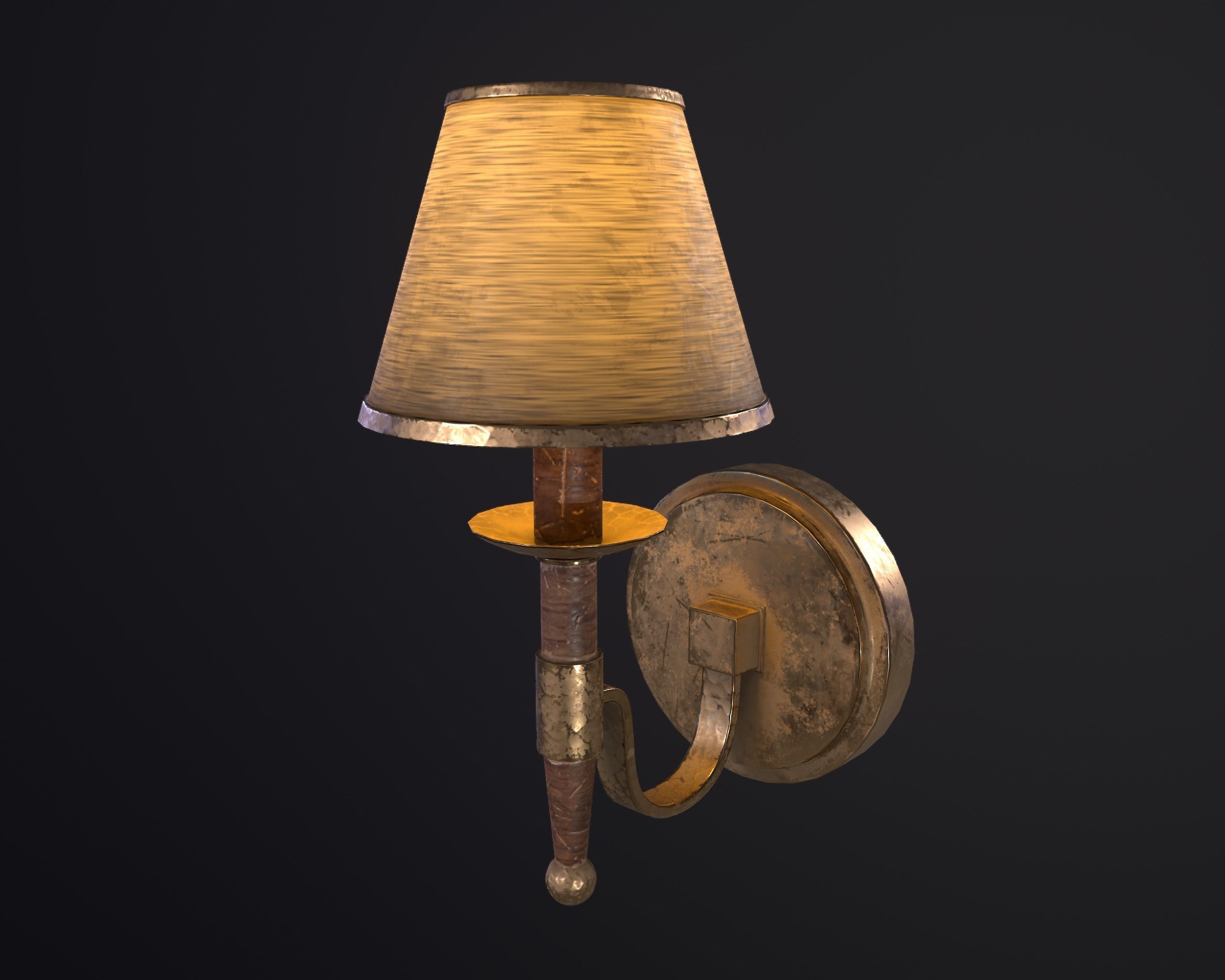 Old Wall Lamp PBR Low-poly 3D model_2