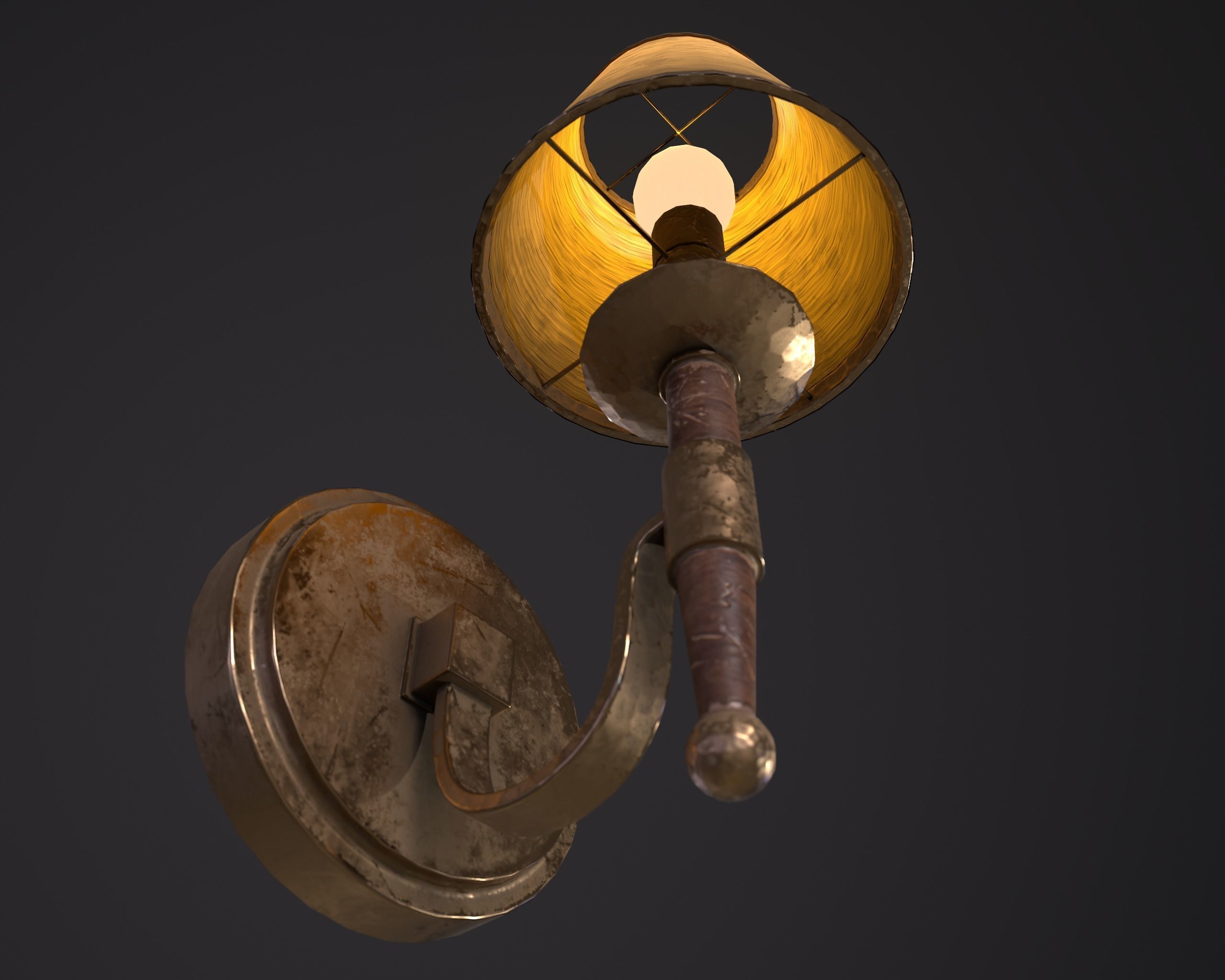 Old Wall Lamp PBR Low-poly 3D model_6