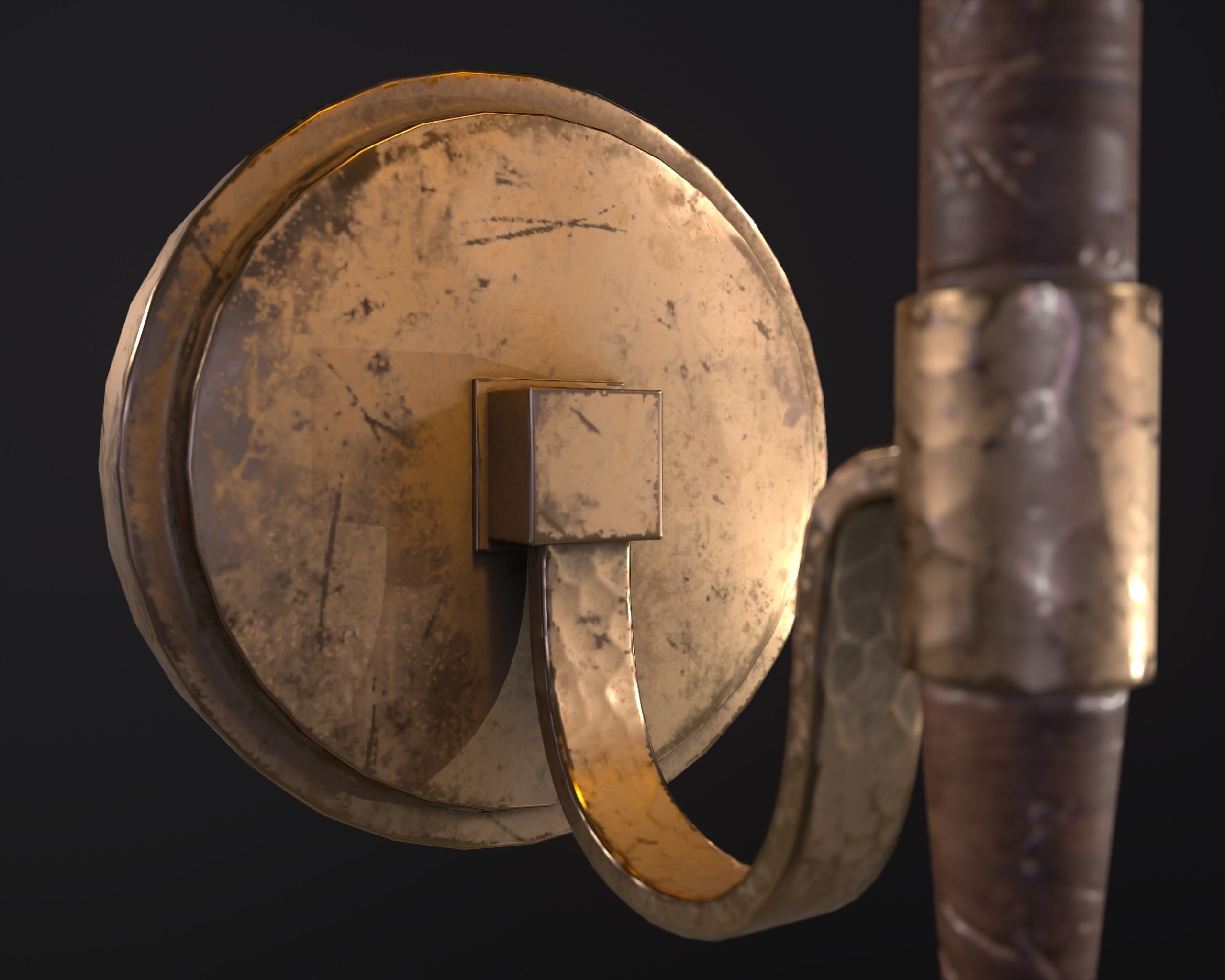 Old Wall Lamp PBR Low-poly 3D model_4