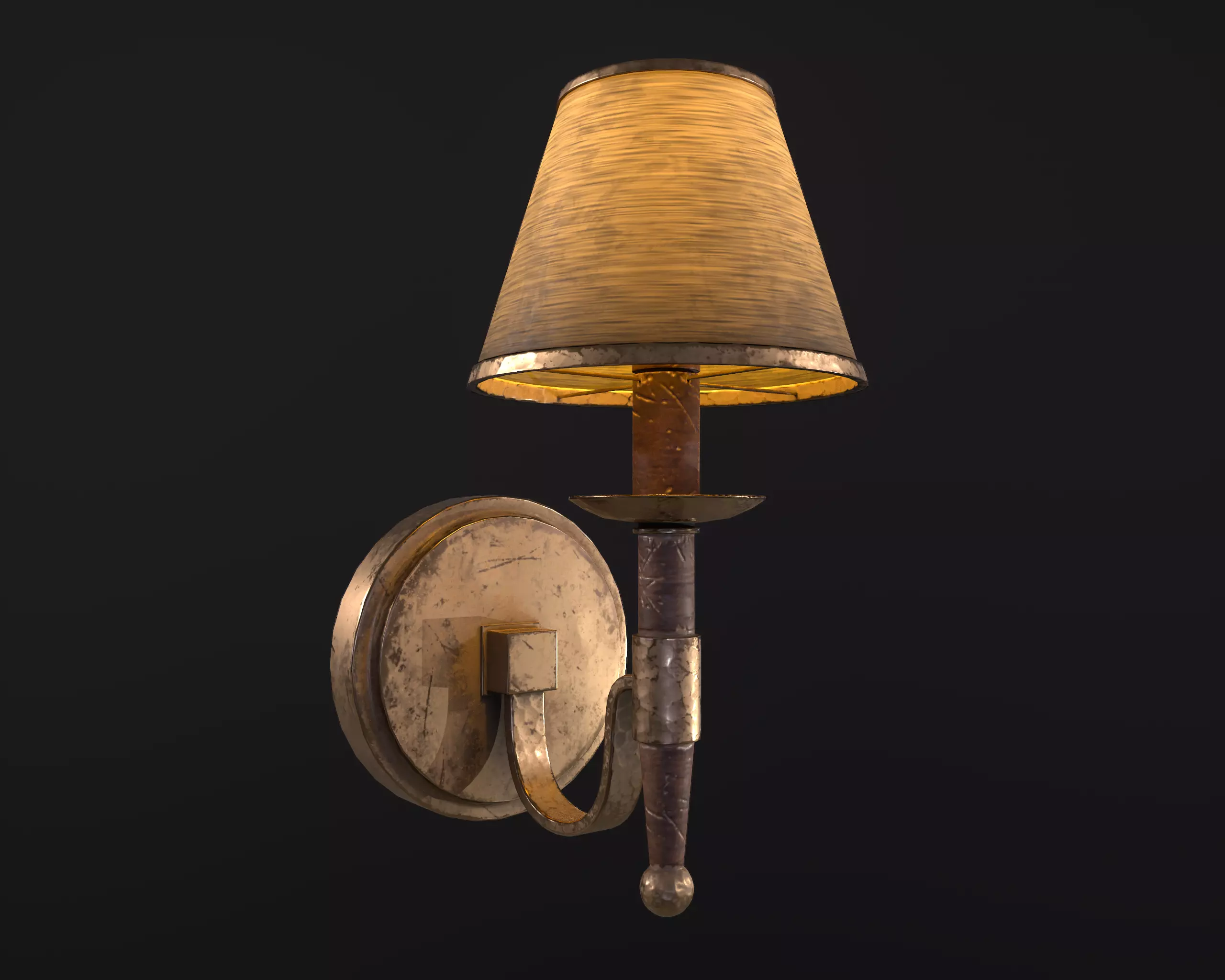 Old Wall Lamp PBR Low-poly 3D model_0