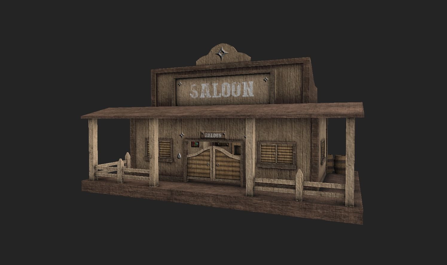 Western Saloon - Old West Scene Asset - Backdrop Full Perm Low-poly 3D model_11