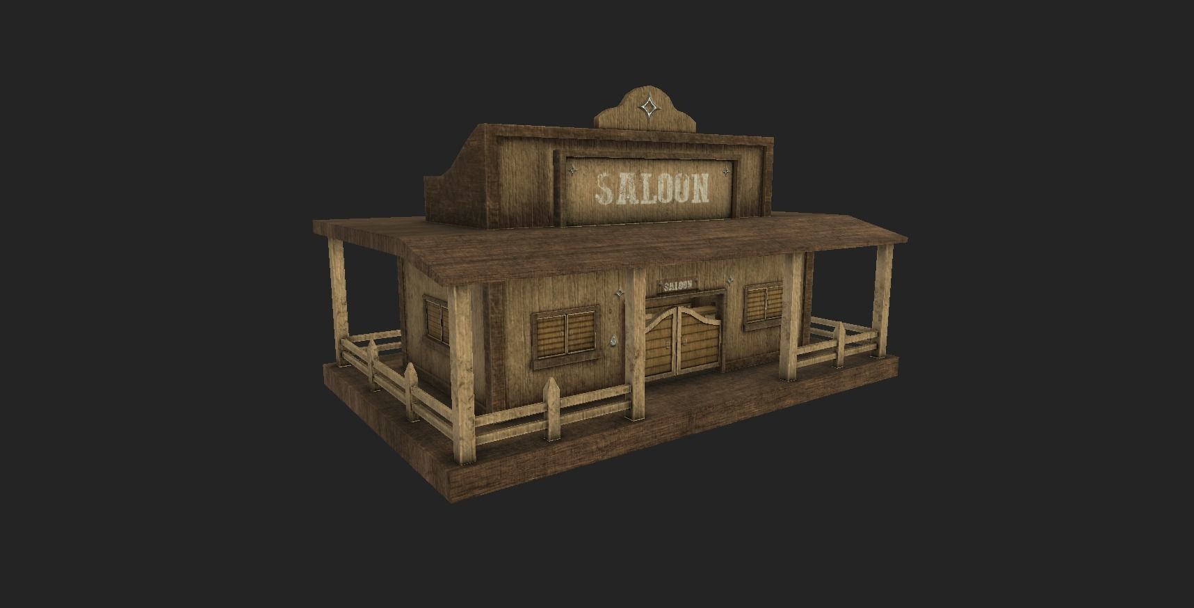 Western Saloon - Old West Scene Asset - Backdrop Full Perm Low-poly 3D model_8