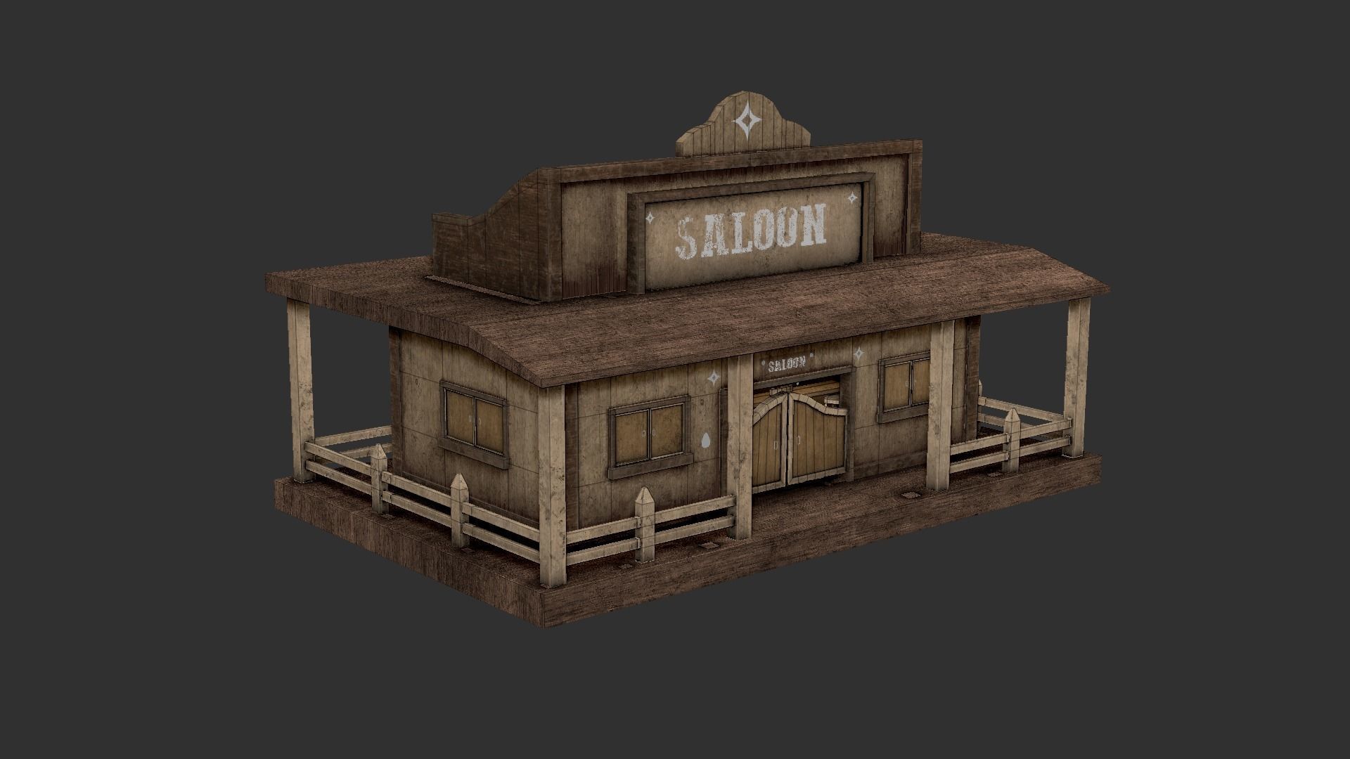 Western Saloon - Old West Scene Asset - Backdrop Full Perm Low-poly 3D model_15
