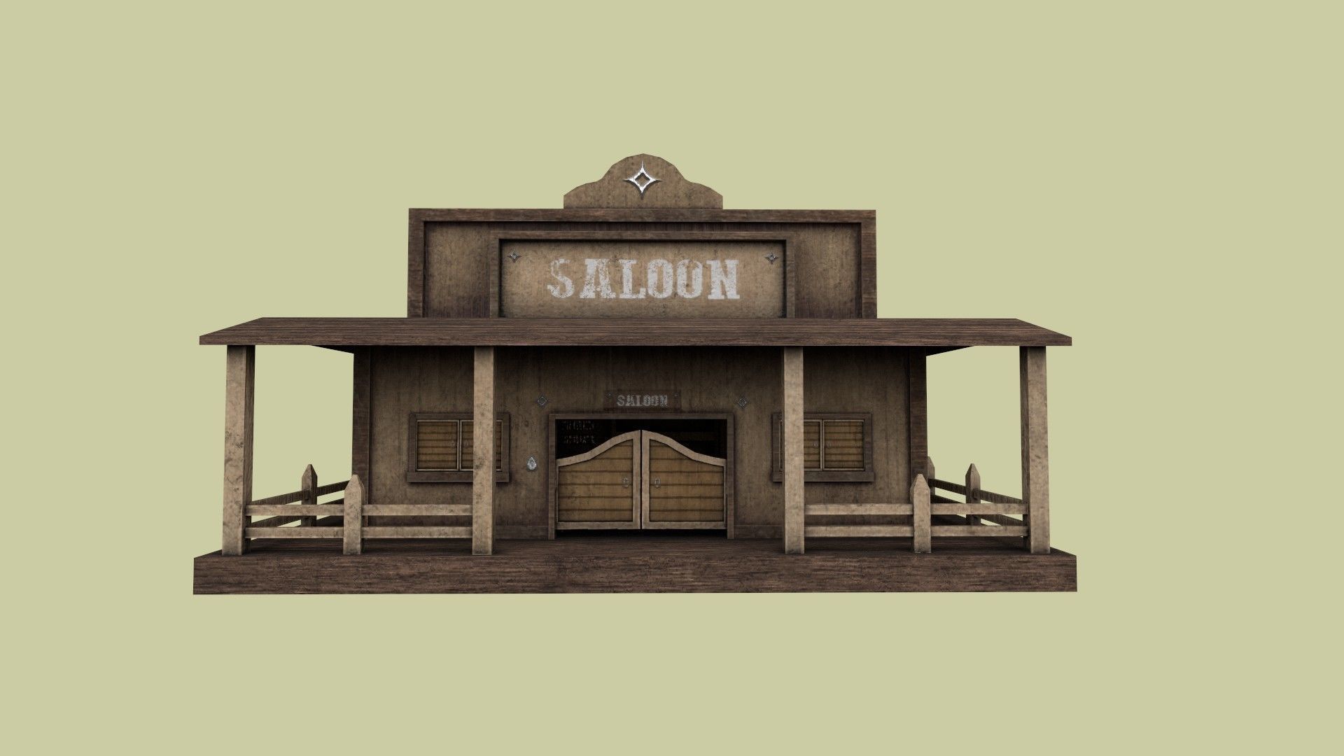 Western Saloon - Old West Scene Asset - Backdrop Full Perm Low-poly 3D model_1