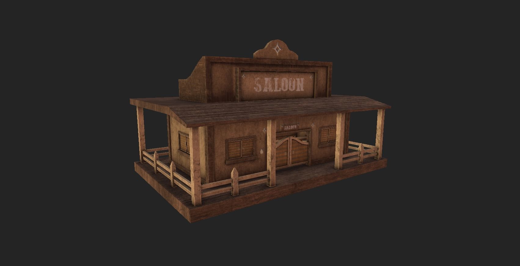 Western Saloon - Old West Scene Asset - Backdrop Full Perm Low-poly 3D model_7