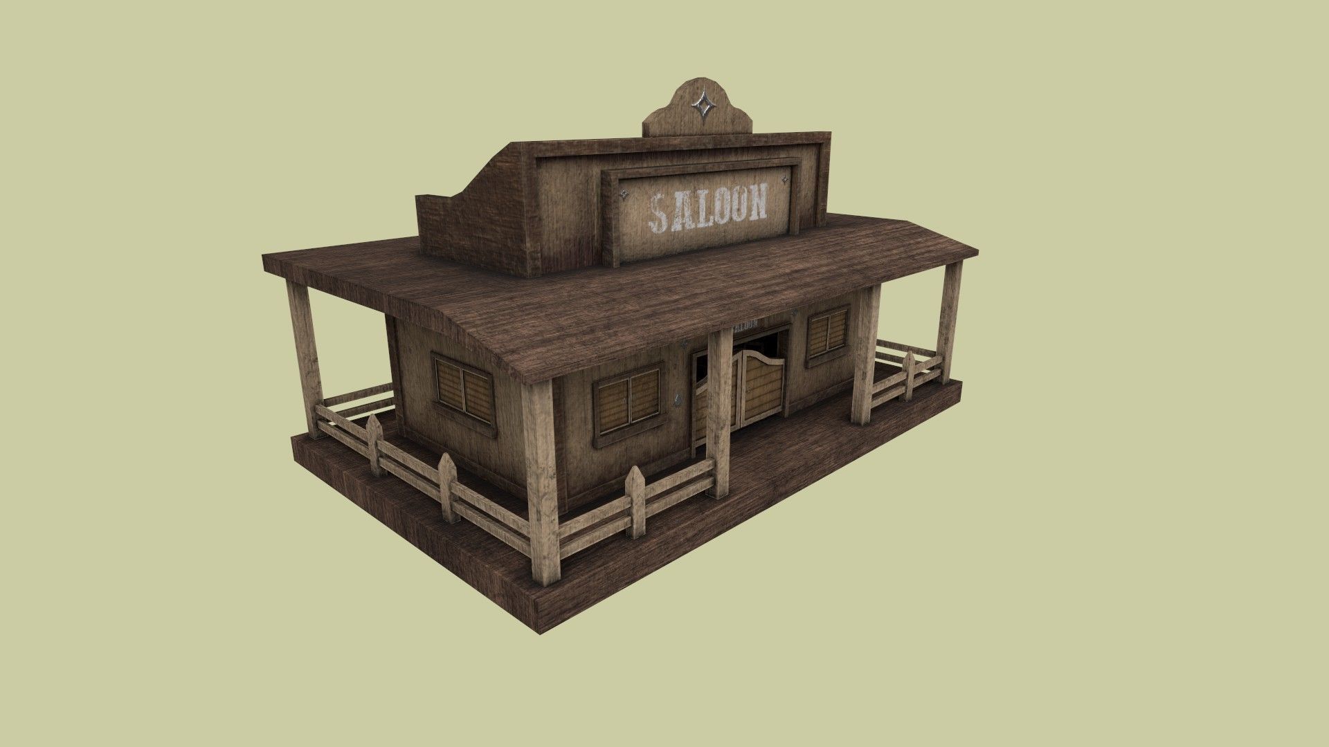 Western Saloon - Old West Scene Asset - Backdrop Full Perm Low-poly 3D model_2