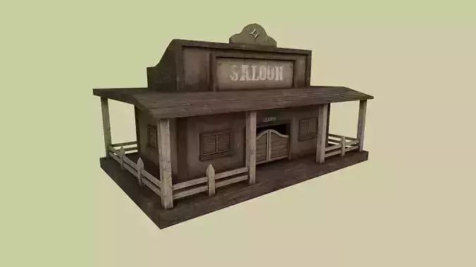 Western Saloon - Old West Scene Asset - Backdrop Full Perm Low-poly 3D model