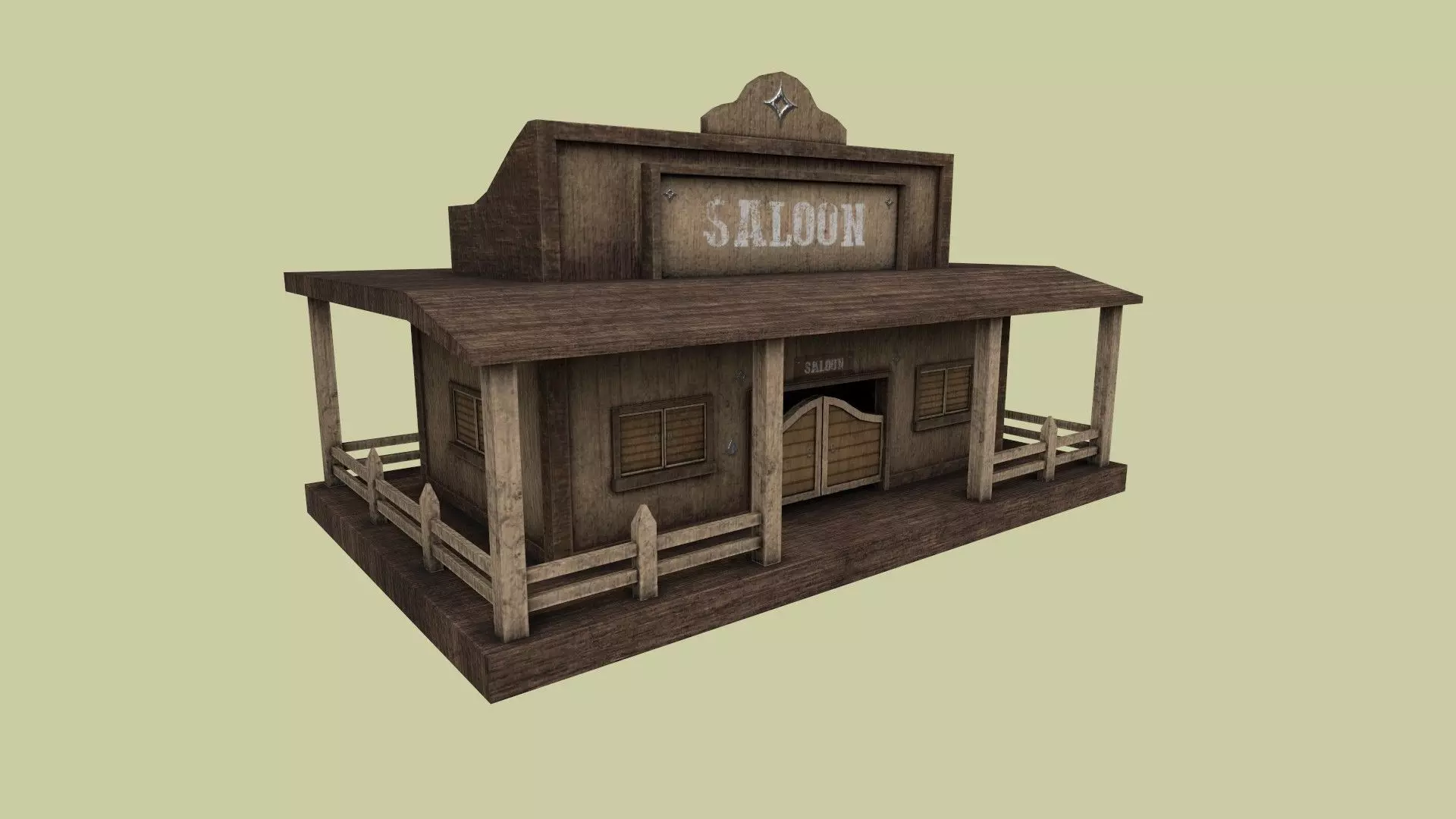Western Saloon - Old West Scene Asset - Backdrop Full Perm Low-poly 3D model_0