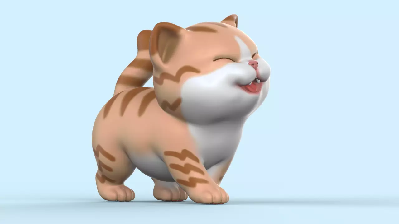 Cute Walking Kitten V2 STL for 3D print model