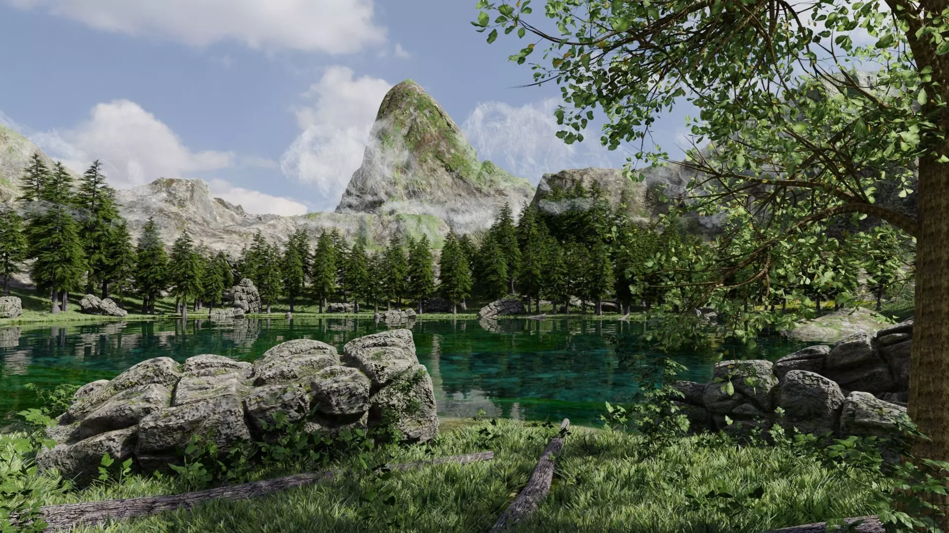 Lake Scene 3D model_0