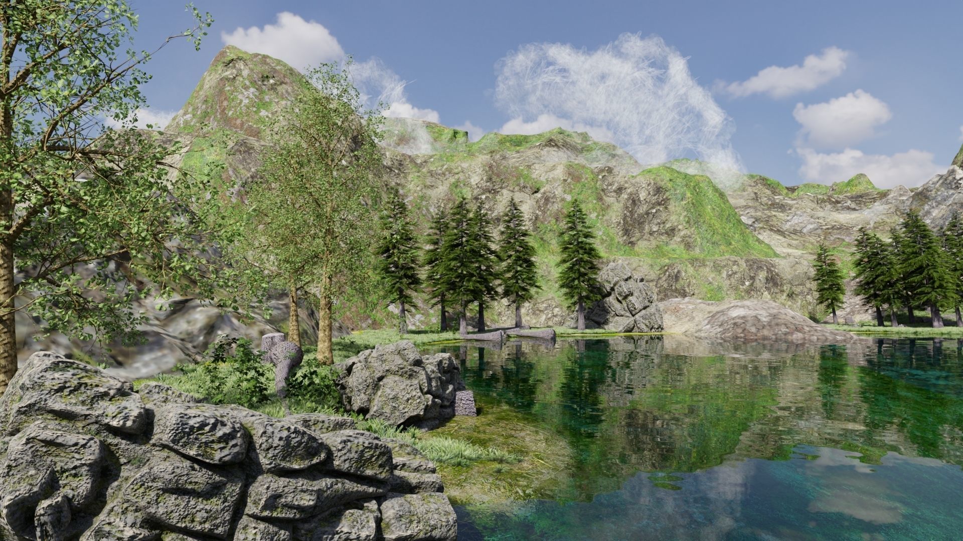 Lake Scene 3D model_3