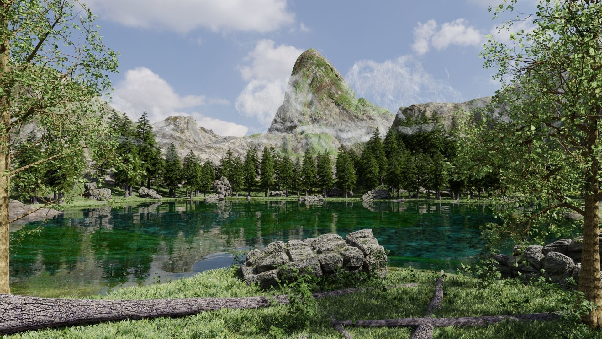 Lake Scene 3D model_1