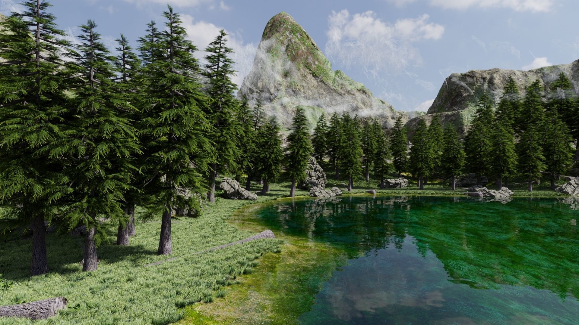 Lake Scene 3D model_4