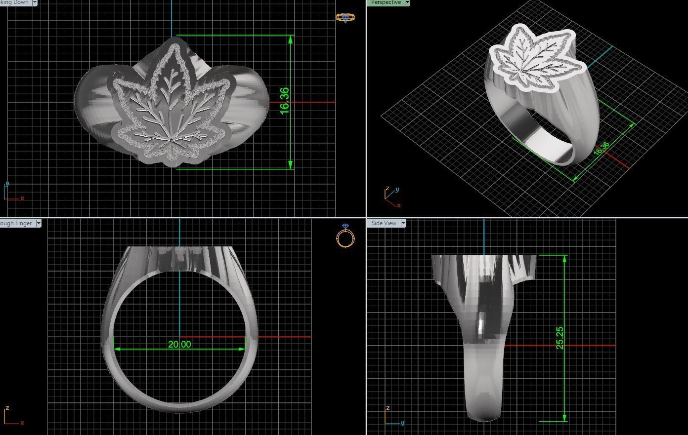 Men silver ring Weed Ring Marijuana ring Cannabis Ring 3D print model_4