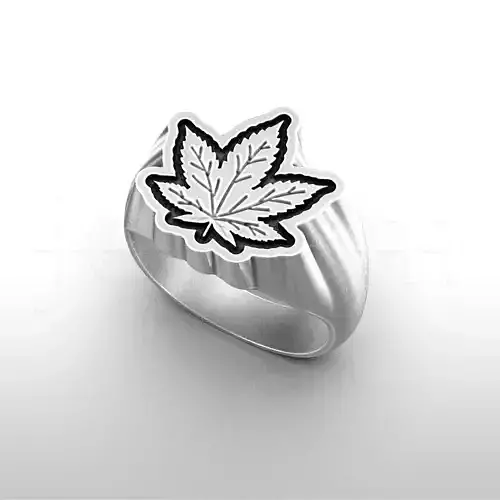 Men silver ring Weed Ring Marijuana ring Cannabis Ring