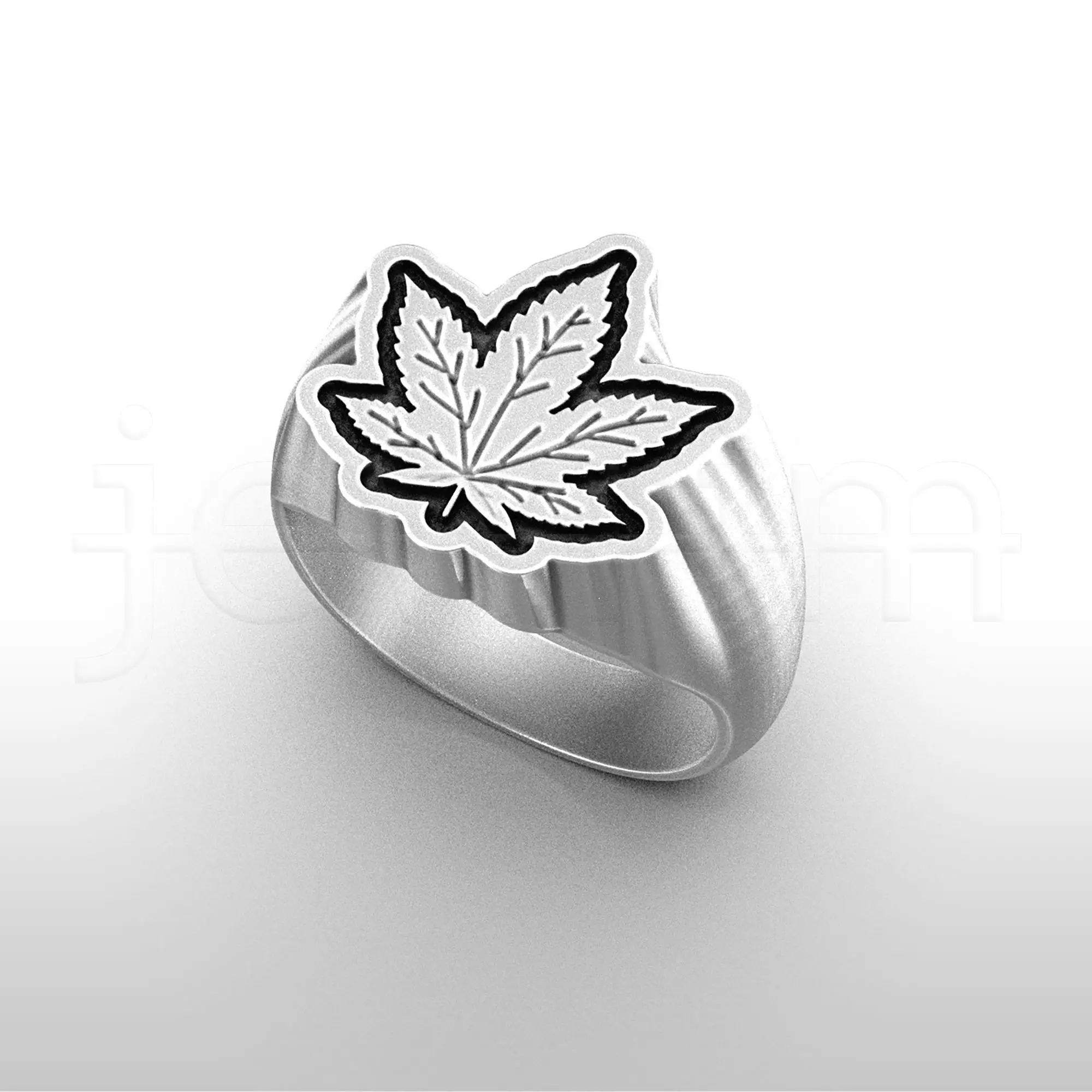 Men silver ring Weed Ring Marijuana ring Cannabis Ring 3D print model_0