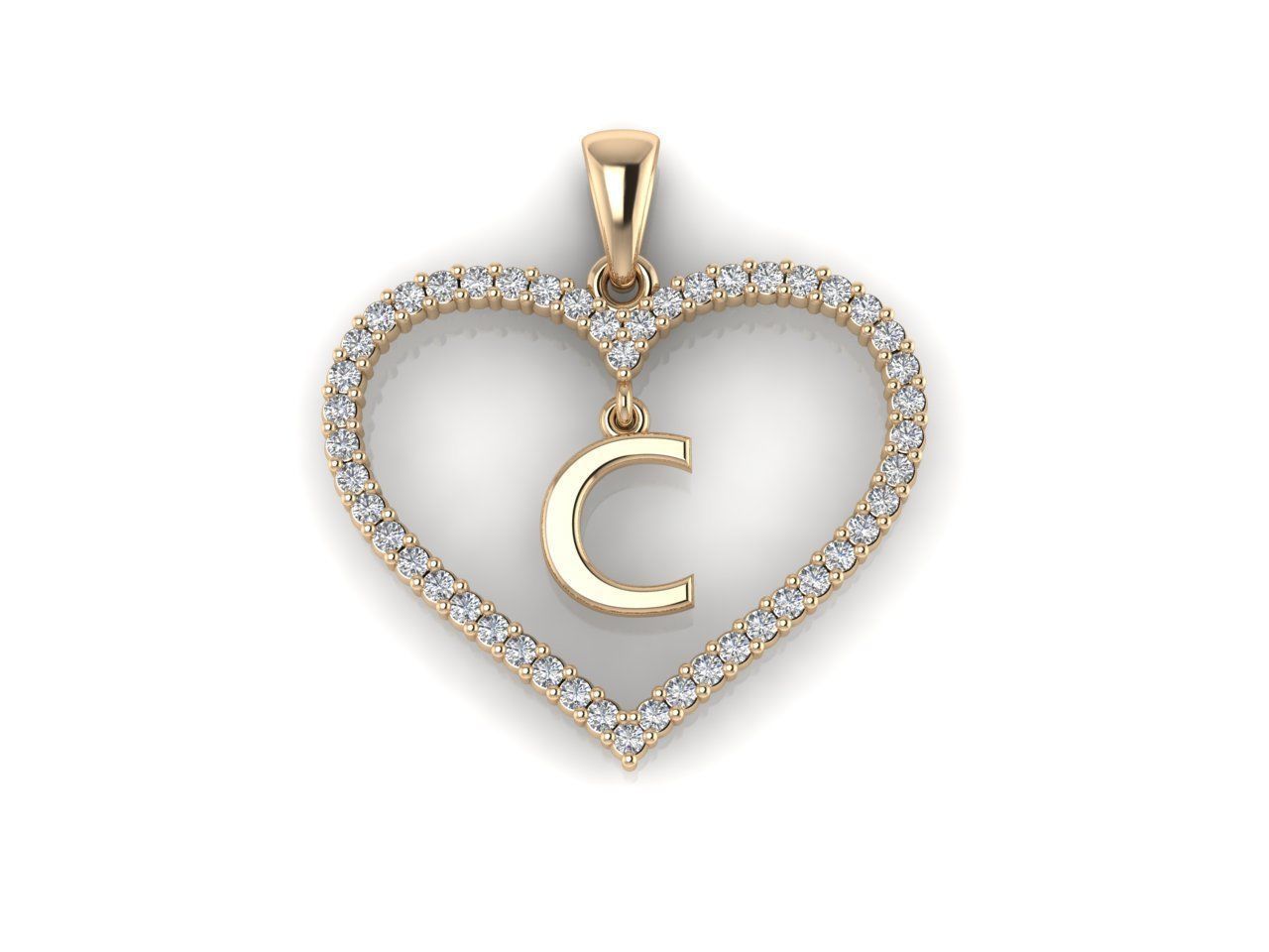 Heart Alphabet C 3D print model_6