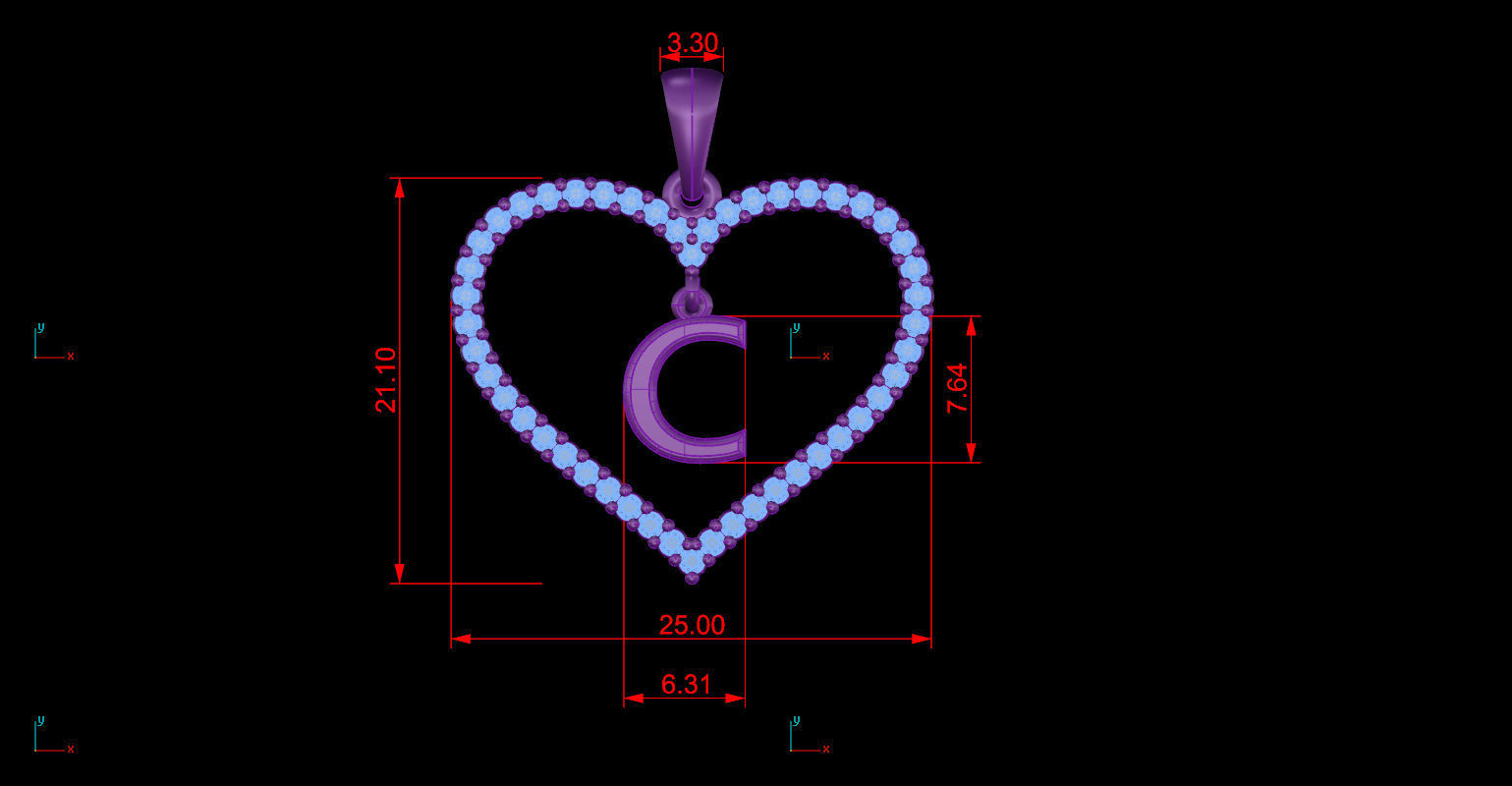 Heart Alphabet C 3D print model_9