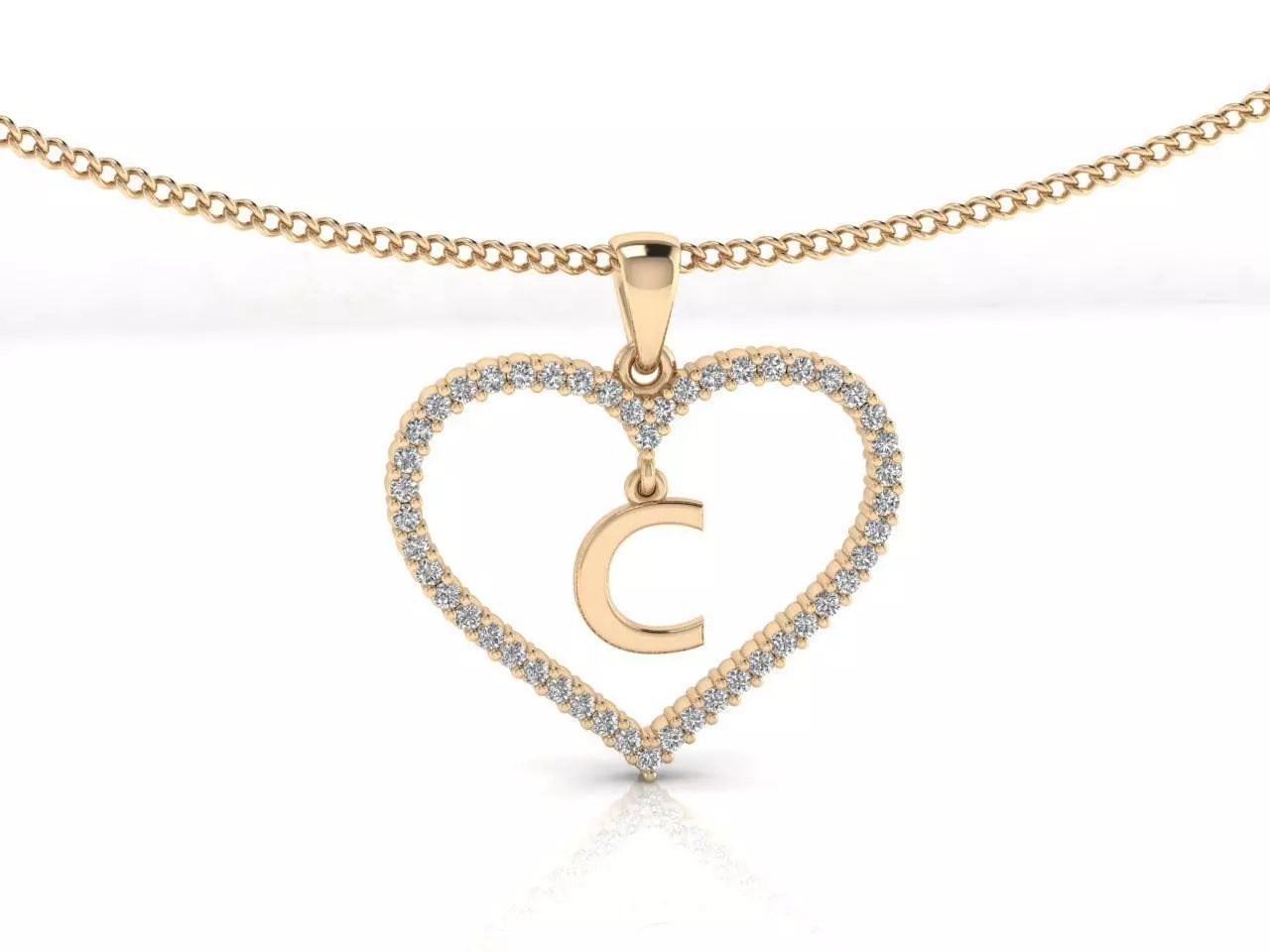 Heart Alphabet C 3D print model_0