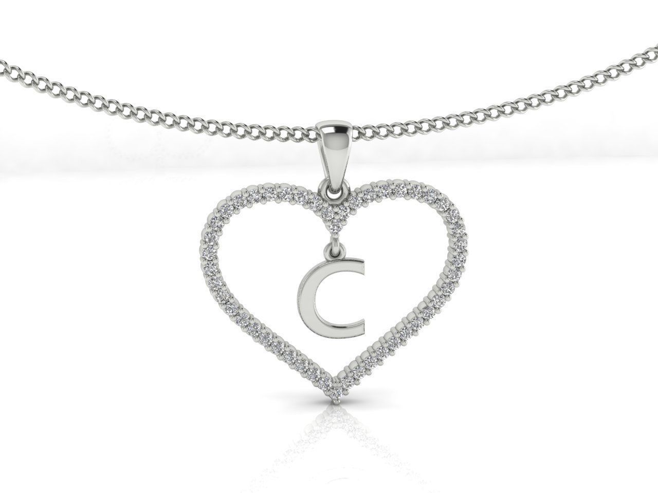 Heart Alphabet C 3D print model_2