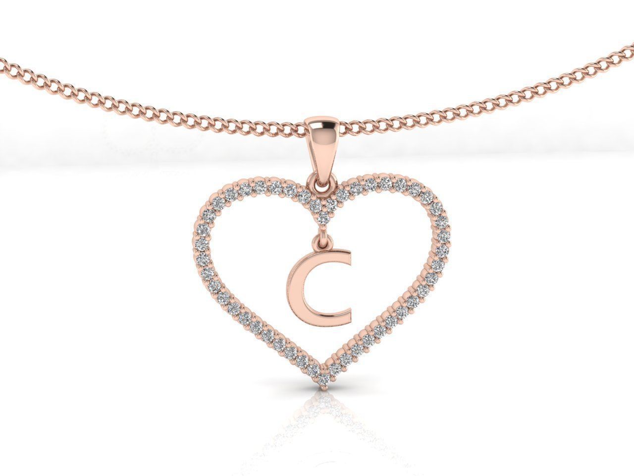 Heart Alphabet C 3D print model_1