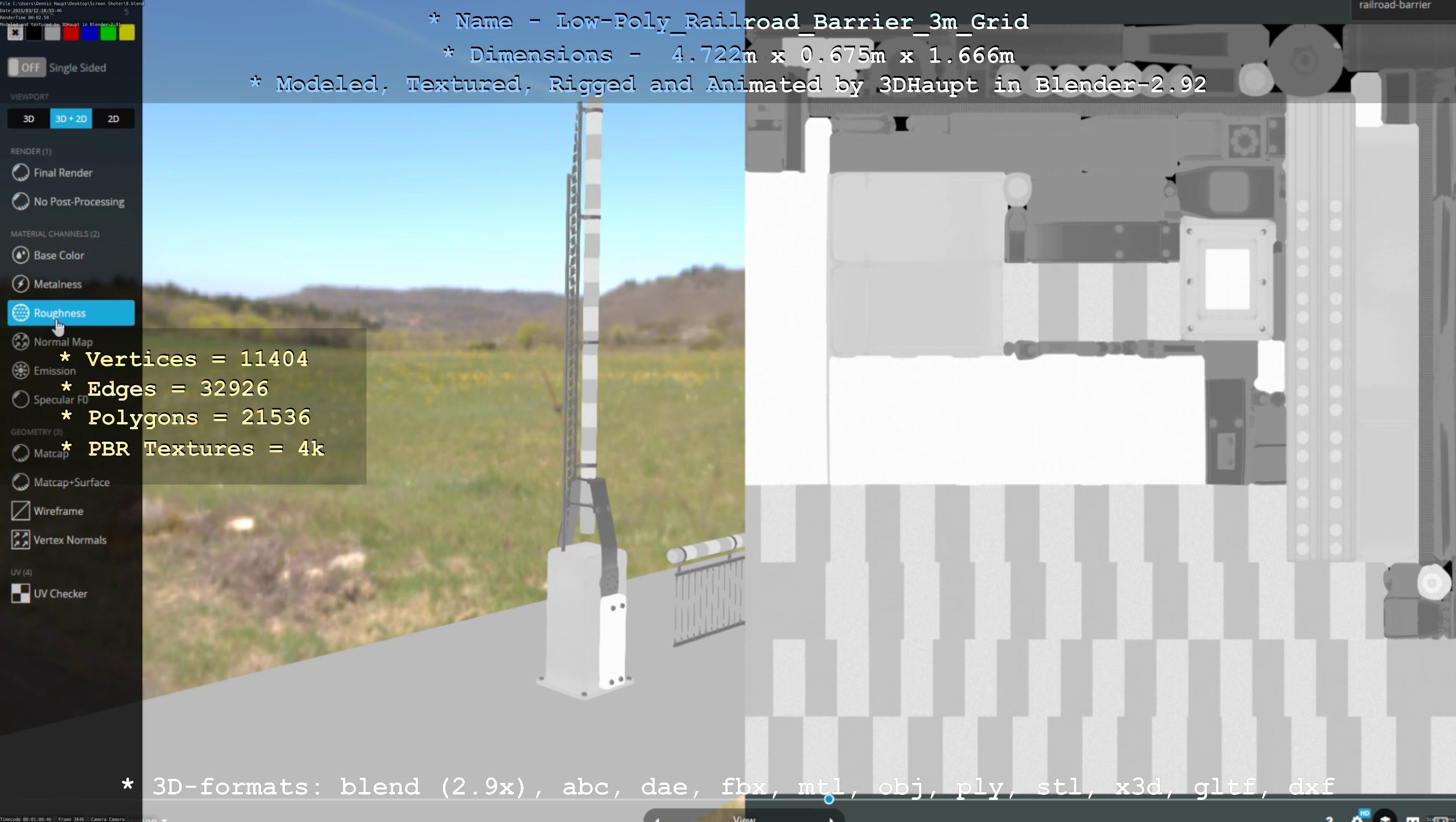 Railroad Barrier 3m Protective Grid High and Low-Poly Version 3D Model Collection_13