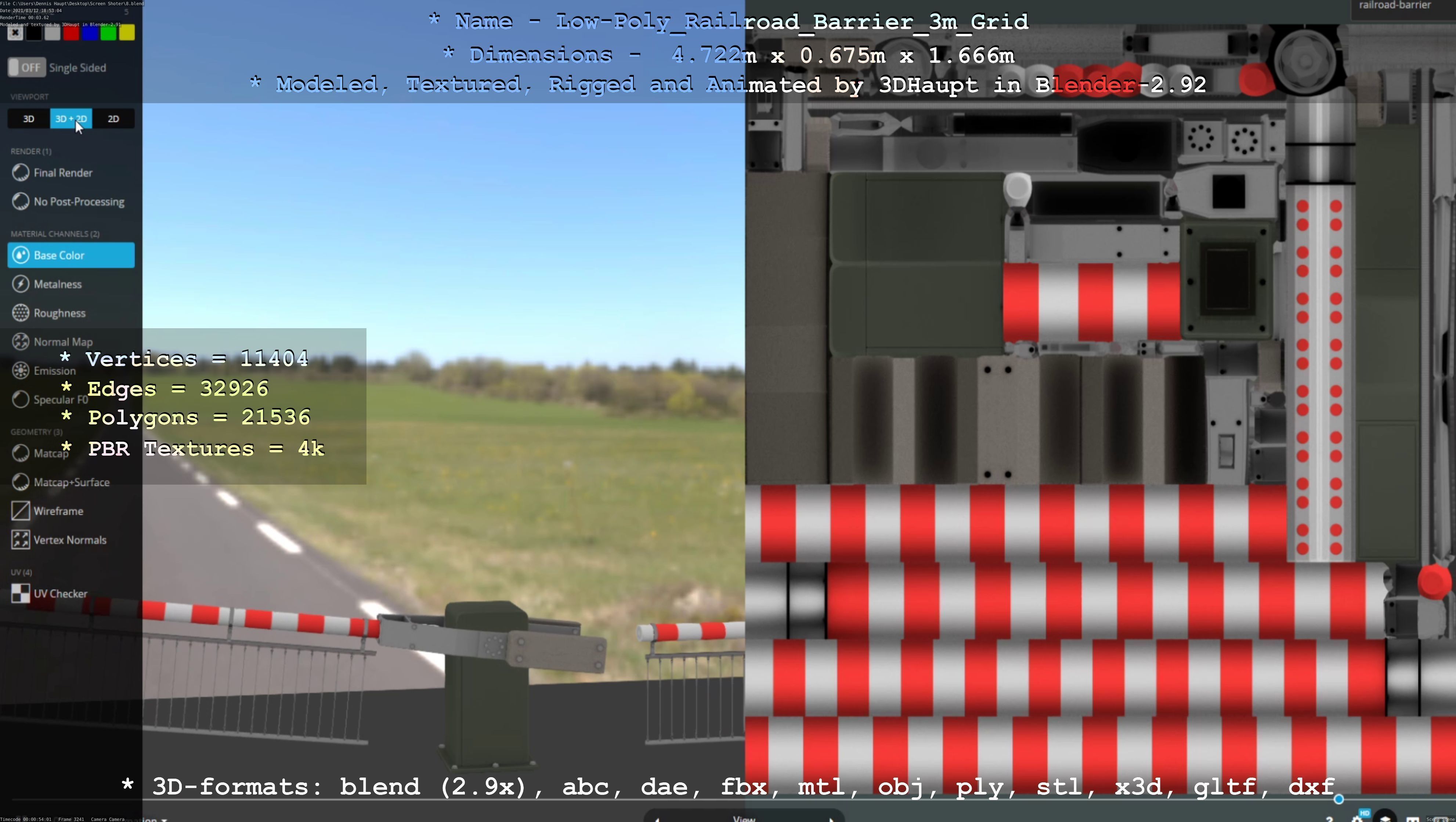 Railroad Barrier 3m Protective Grid High and Low-Poly Version 3D Model Collection_6