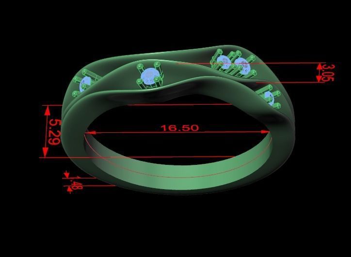 ring with stones 3D print model_26