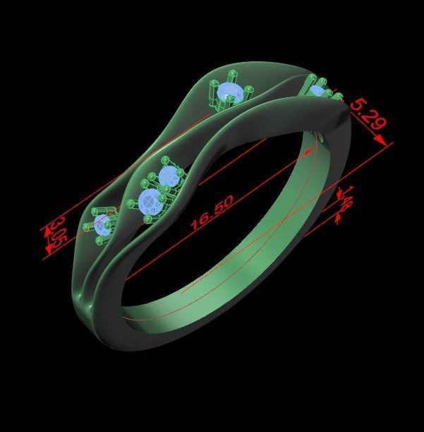 ring with stones 3D print model_27