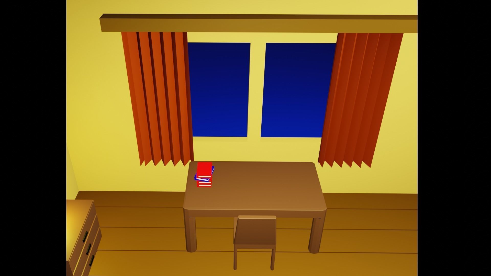 Bedroom room with bed and desk Free low-poly 3D model_12